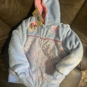 Disney Princess Light Blue and Pink Plush Hoodie